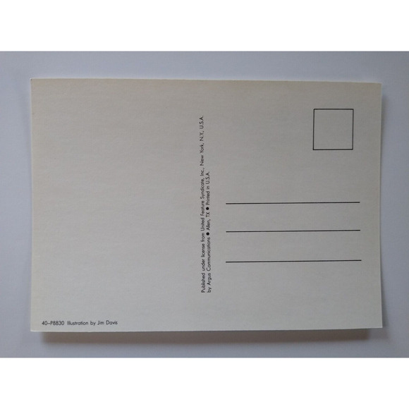 Garfield Cat Postcard Holds Pencil United Features Jim Davis 1978 Continental - Picture 2 of 2